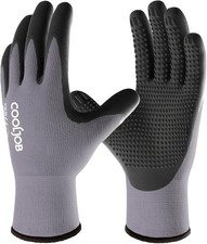 COOLJOB Work Gloves, 3 Pairs Nitrile Coated Safety Work Gloves for Men, Dots for