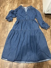 Gap Denim /Jean Navy Blue Midi Dress Size XL Boho Tiers