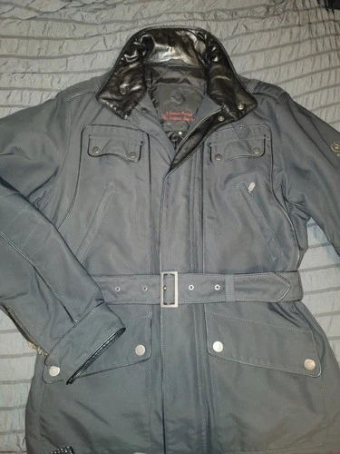 Mens Black Belstaff Black Label Nylon Motorcycle Jacket Leather Trim image 2