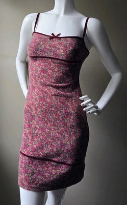 90's NWT Soda Blu Knit Dress From Delia's XS Floral Burgundy Y2K