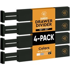 4 Pack Drawer Dividers - 2.6"High 16-22"Adjustable Bamboo Organizers for Clothes