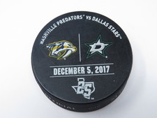 December 5, 2017 Nashville Predators Vs. Dallas Stars Warm Up Used Hockey Puck
