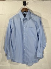 Vtg Christian Dior Mens 15.5 32/33 Blue Button Down Cotton USA Plus De Coton