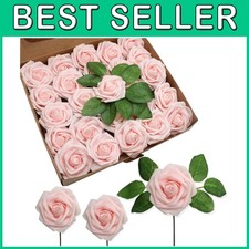 Artificial Roses with Stem, 100pcs Light Pink