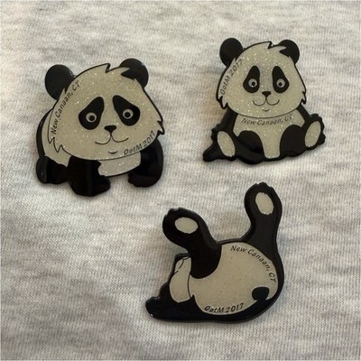 RARE Odyssey of the Mind Connecticut 2017 Glitter Panda Pin Set