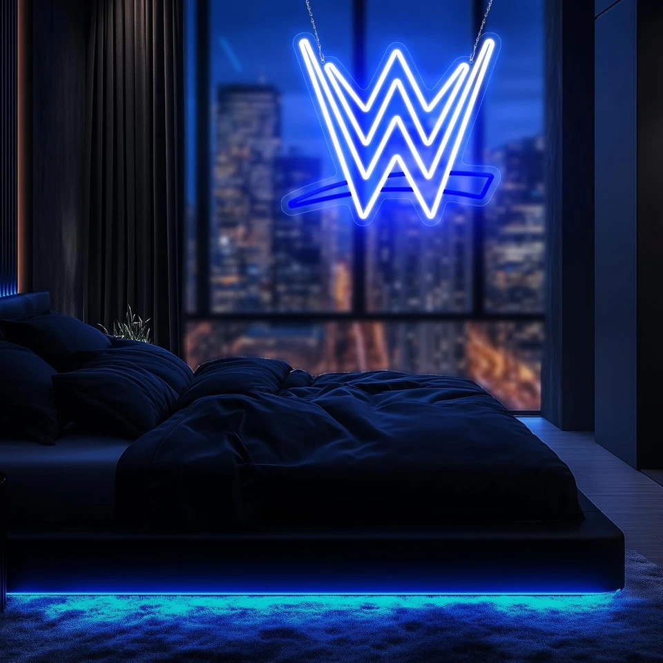 Wrestling Neon Sign, LED Sign for Wall and Room Blue White  - Image 4 of 4