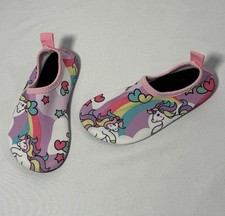 Unicorn Water Swim Shoes Non Slip Aqua Socks Hearts Stars Toddler Sz 9