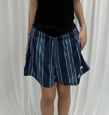 Scuffers Madrid marineblaue Fußballshorts Nadelstreifen Netz Sport Fitnessstudio Herren Größe M