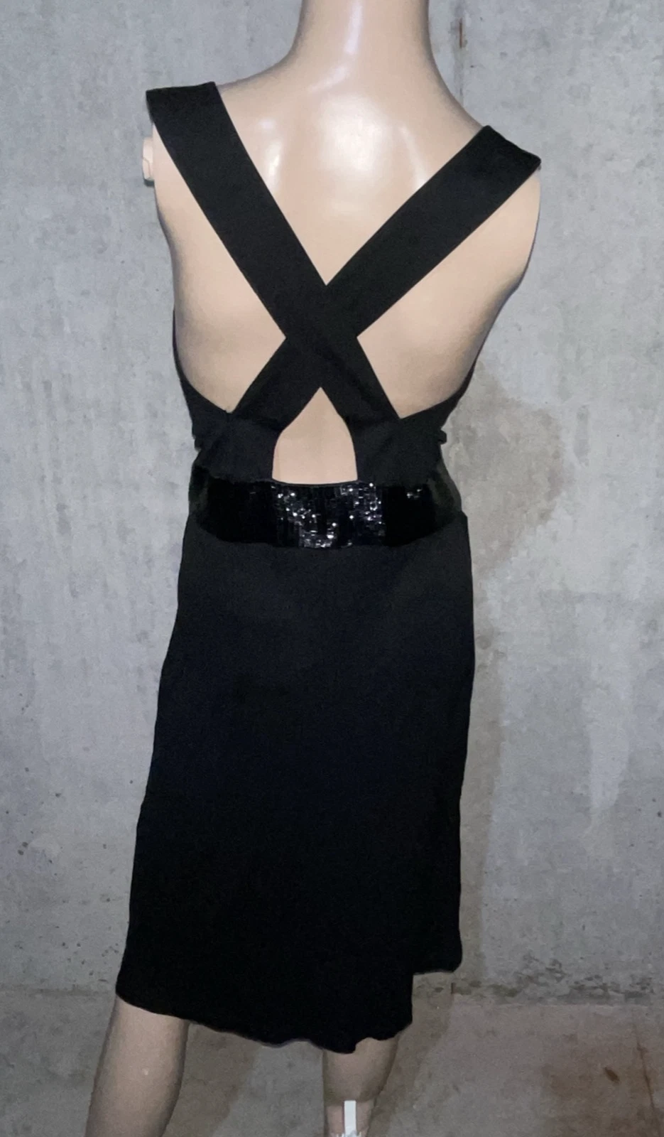 Abito da cocktail Celine vintage nero con perline ricamate fiocco avvolgente US 2 4 FR 36