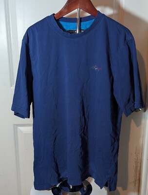 Vtg Greg Norman Men's Classic Fit Cotton Crew Neck Blue Logo T-Shirt Medium 