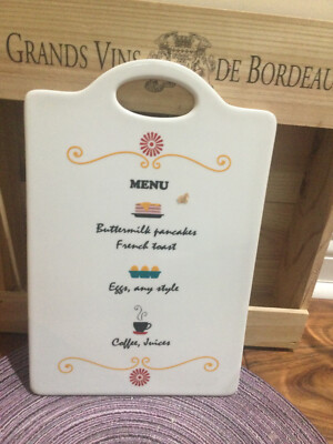 Charcuterie  Ceramic Cutting Board ''Tag'' with pankakes menu 12''X8''