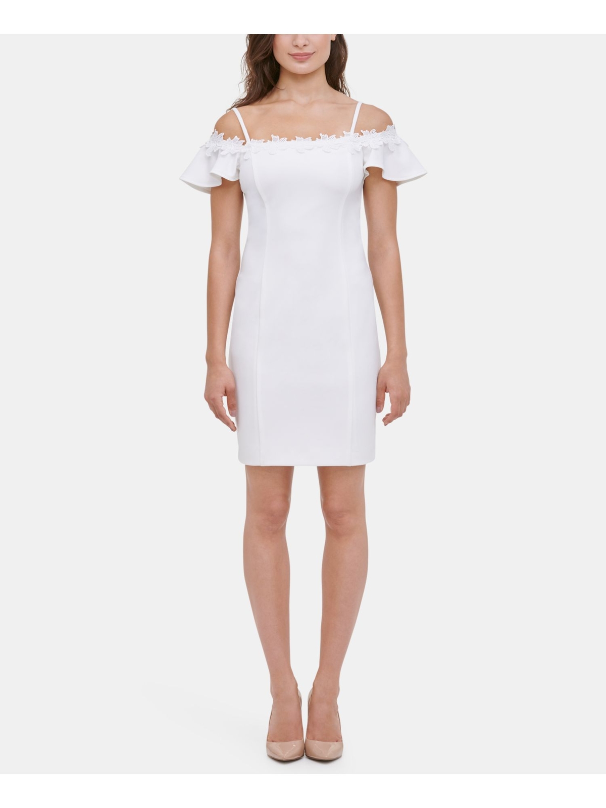 KENSIE DRESSES Женское короткое коктейльное облегающее платье без рукавов цвета слоновой кости 10