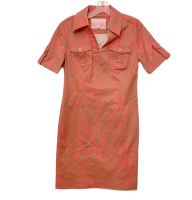 LILLY PULITZER PINK & GOLD PATTERN SHIFT DRESS | eBay