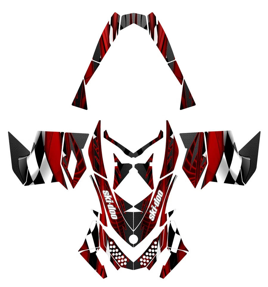 Skidoo REV XP wrap 2008 - 2018 snowmobile graphics 24 mil racing vinyl #3500 Red - Image 3 of 4