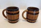 Vintage Milk Brown Barrell Mug Made In Japan 3.5" Set Of 2 — photo 4
