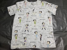 BETTY BOOP Betty Couture Womens Scrub Top Medium White Medical Dental Vet