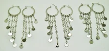 wholesale jewelry fashion lot 12 pcs silver hoop tassel style drop long earrings