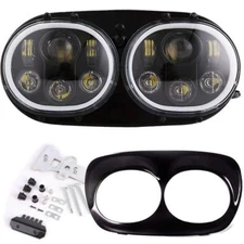 Eagle Lights Harley Davidson Road Glide LED Headlight  - Black w/ Full Halo Ring