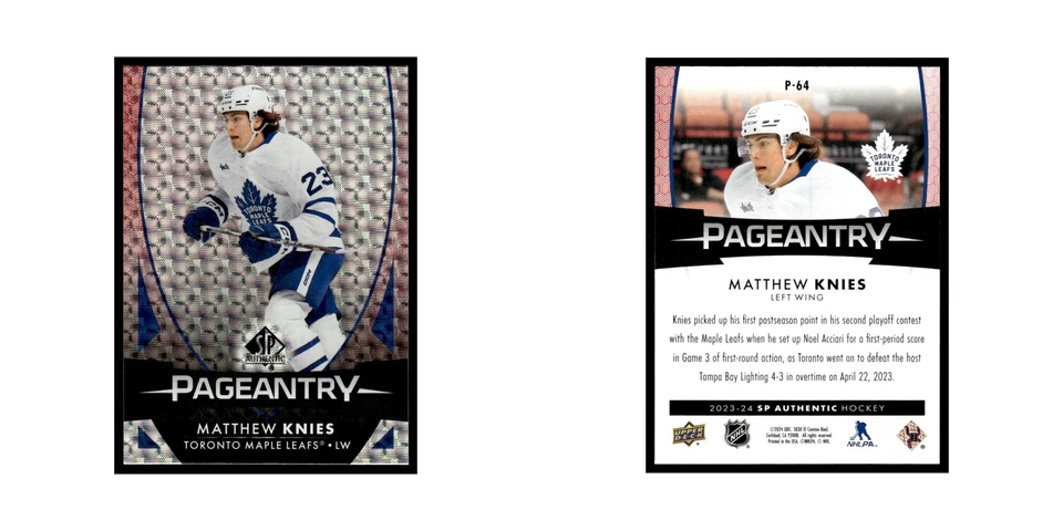 Matthew Knies 2023 SP Authentic Pageantry #P-64 Toronto Maple Leafs NM - Image 3 of 3