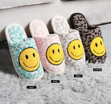 ComfyLuxe Leopard w/ Happy Face Pattern Slippers