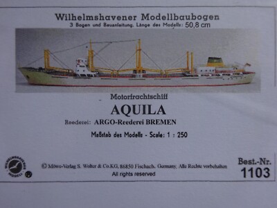 Aquila Motorfrachtschiff Wilhelmshavener Modellbaubogen Bastelbogen Kartonmodell