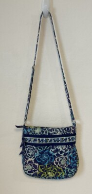Vera Bradley Quilted Katalina Blues Hipster X-Body Zip Closures Aqua,Blue,Lime