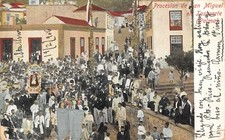 Old postcard SPAIN CANARIA PROCESSION OF SAN MIGUEL EN TAZACORTE PALMA