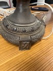 Flame shade LARGE  Fancy Old Antique Art Deco Italian  copper bronze  lamp. RARE — photo 3