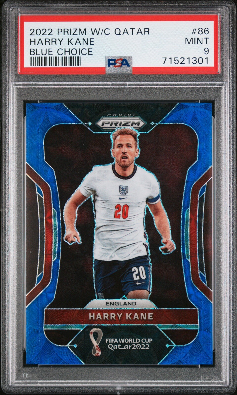 Harry Kane Blue Choice /135 2022 Prizm FIFA World Cup Qatar 2022 #104 PSA 9