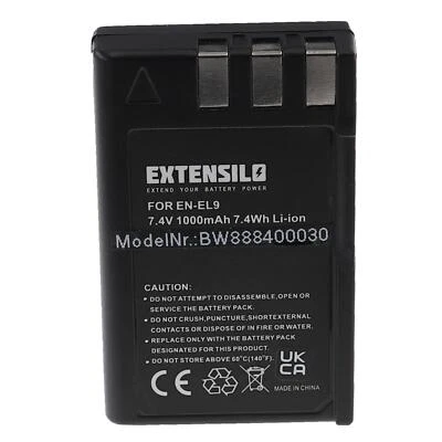 EXTENSILO Batteria per Nikon D3000 D40 D40x D5000 D60 1000mAh 7,4V