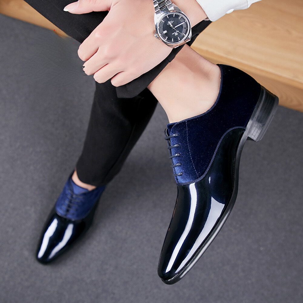 Fashion Men Dress Shoes Lace Up Flats 