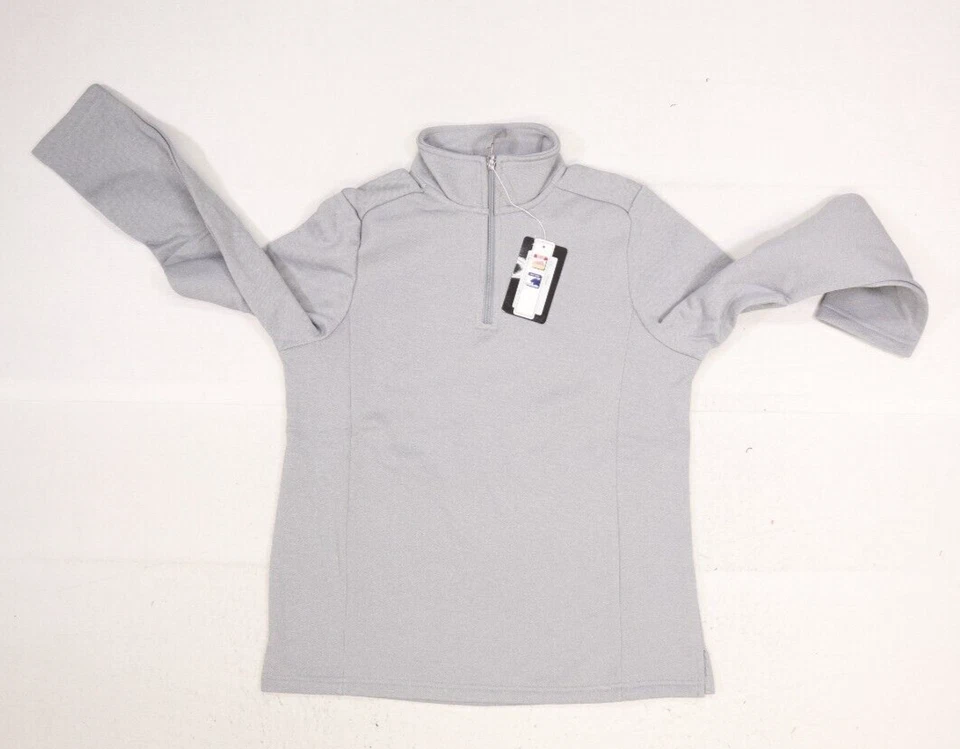 UltraClub Womens Coastal Pique Fleece Quarter-Zip Pullover Silver Heather S/P - Image 3 of 4