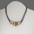 Chunky Fimo Clay Beads & Antiqued Brass Purple Necklace