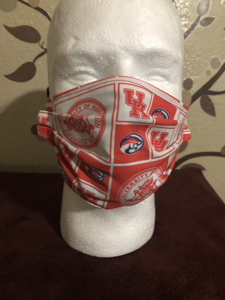2 University Of Houston FACE MASK 3 PLEAT WASHABLE USA Made. Reversible U Of H - Image 2 of 4