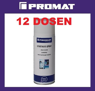 12 Dosen Promat  Starthilfespray Inhalt 400ml Spraydose LKW PKW Rasenmäher Motor