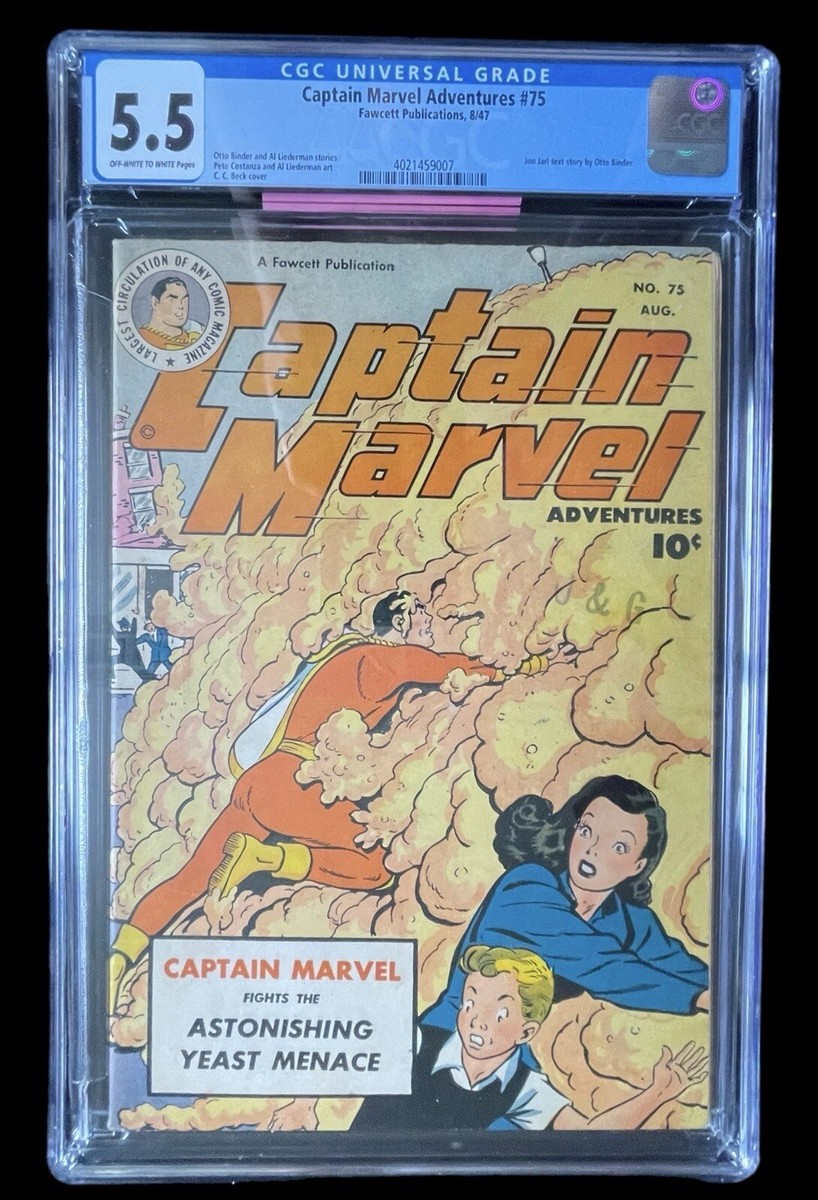 captain marvel 雑誌 Captain Marvel Adventures #75 CGC 5.5 1947 OFWHT/WHT Pages Fawcett