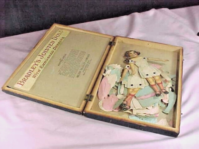 Antique Paper Dolls Milton Bradley Articulated Embossed Dresses Lithograph Case