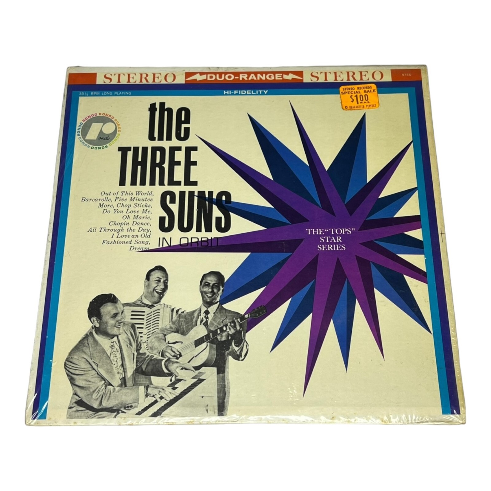 The Three Suns In Orbit Tops Star Series 33 RPM Vinyl Record Album Vintage