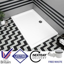 1600 x 800mm Rectangle Shower Tray Low Profile For Enclosure Cubicle FREE Waste