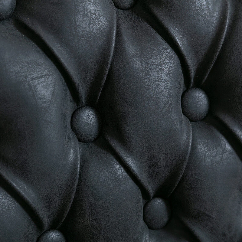 Juego de 2 sillas de comedor tapizadas de cuero PU de madera maciza French Country negras Foto 4 de 4