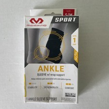 Ankle Sleeve McDavid Sport Wrap Support Compression Brace Black Size S/M Level 1