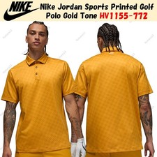 Nike Jordan Sports Printed Golf Polo Gold Tone HV1155-772 US Size