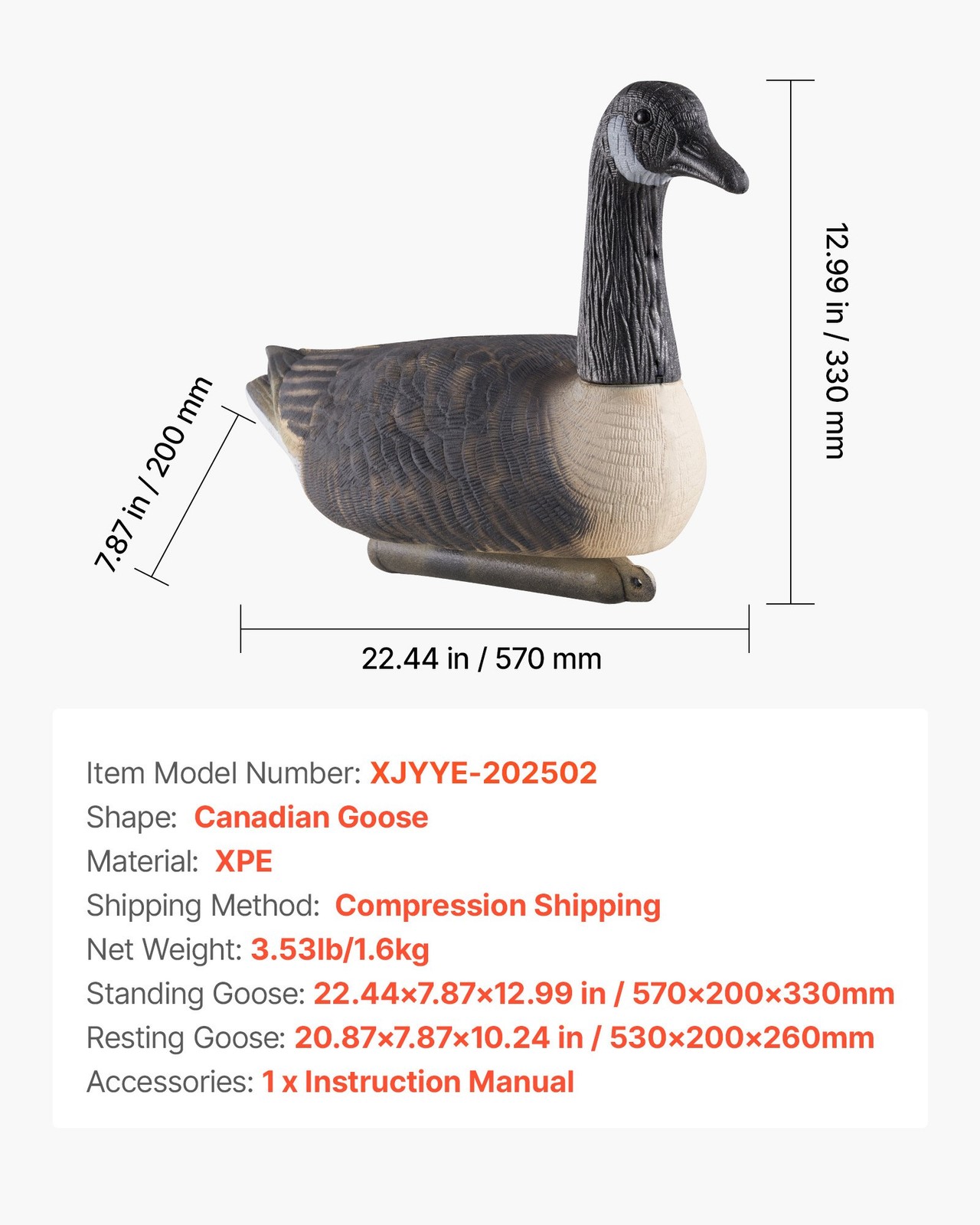 [New]Canada Goose Decoys, Outdoors Goose Decoy for Waterfowl Hunting, Durable Pl thumbnail 7