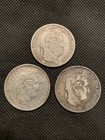 THREE FRANCE 5 FRANCS SILVER COINS - 1831/1832/1833 - PHILIPPE I! — photo 1