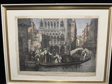 1876 Hand Colored Engraving–Venice Gondola Scene –Das Buch für Alle German Print