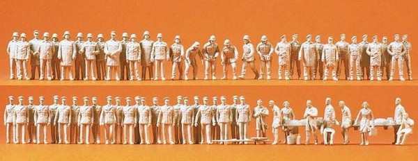 "60 Unbemalte H0 Figuren, \"Feuerwehr, Polizei, Rettungsdienst\", Preiser 16339"-image