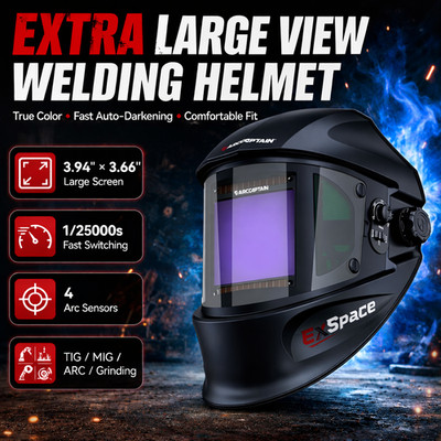 ARCCAPTAIN Auto-Darkening Welding Helmet with Side Viewing - for TIG/MIG/ARC