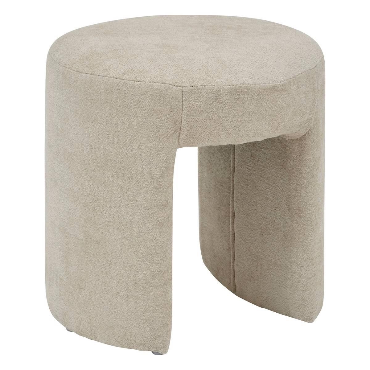 Pouf en tissu beige Jin 38cm, petit meuble d'appoint design scandinave