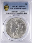1889 Morgan Dollar PCGS AUDetails rim damage