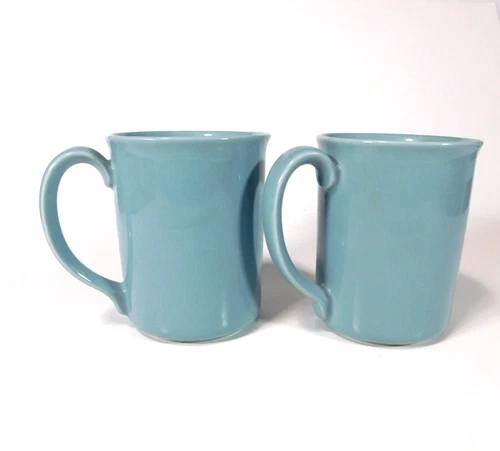 Vintage Set of 2 Corning Ware Light Blue Coffee Mugs Solid D Handle